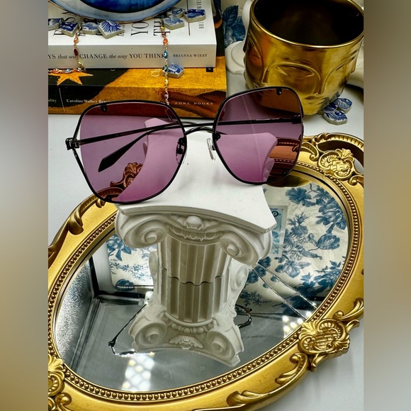 🆕 ALEXANDER MCQUEEN 🧿 NWOT AM0366S 003 Wire Rimmed Butterfly Shaped Glasses - Picture 9 of 16